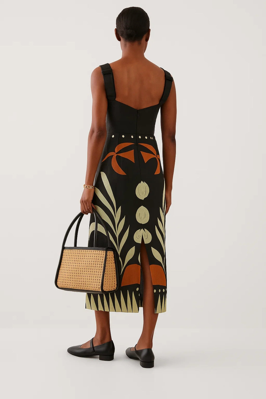 Printed Cut-Out Midi Dress | Cotton Blend | Artistic and Bold